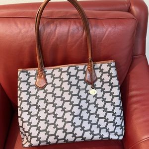 Brahmin canvas and leather tote bag